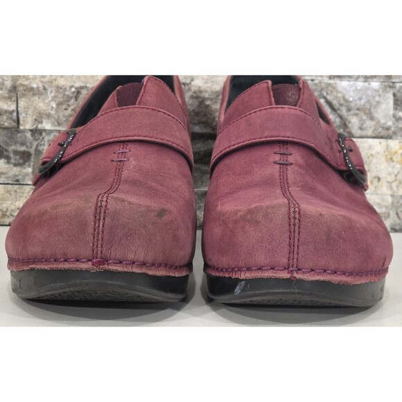 Dansko Tamara Professional Clogs Nubuck Leather Buckle Comfort Shoe Wine 40 | 10 - Picture 7 of 13